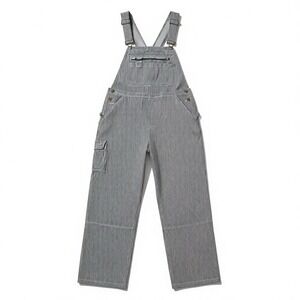 DULUTH TRADING Company Blue White Railroad Stripe Bib Gardening Overalls Large